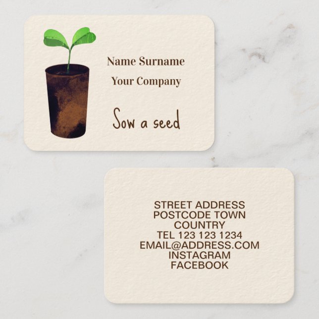 Tarjeta De Visita Sembrar una semilla (Anverso / Reverso)