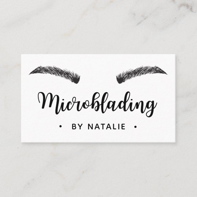Tarjeta De Visita Semi de microblading - Mínimo Blanco de maquillaje (Anverso)