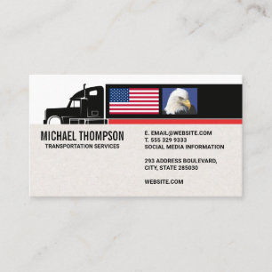 Tarjeta De Visita Semi Truck   Bandera estadounidense   Águila