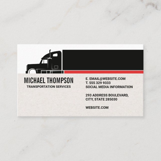 Tarjeta De Visita Semi Truck | Industria de la camionería (Anverso)