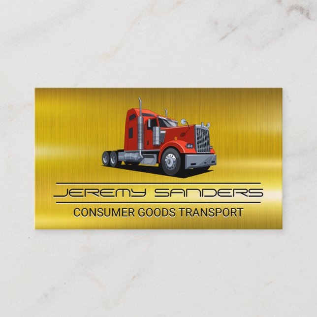 Tarjeta De Visita Semi Truck | Metalizado de oro (Anverso)
