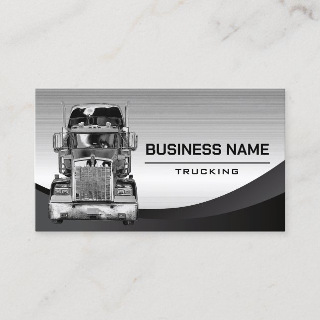 Tarjeta De Visita Semi-Truck Profesional Trucking Company Steel (Anverso)