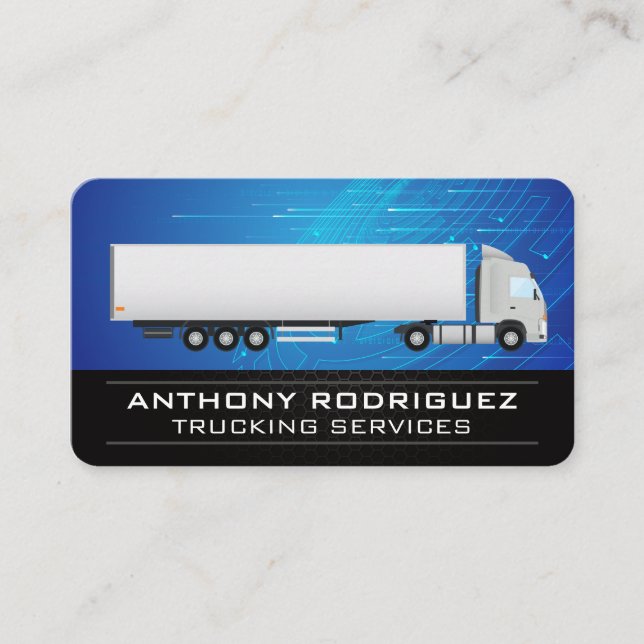 Tarjeta De Visita Semi Truck | Transport Deliveries | Tech (Anverso)