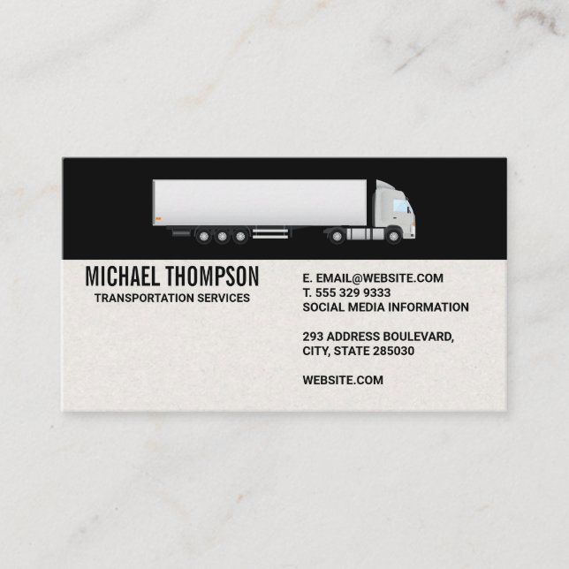 Tarjeta De Visita Semi Truck | Transporte Logístico (Anverso)