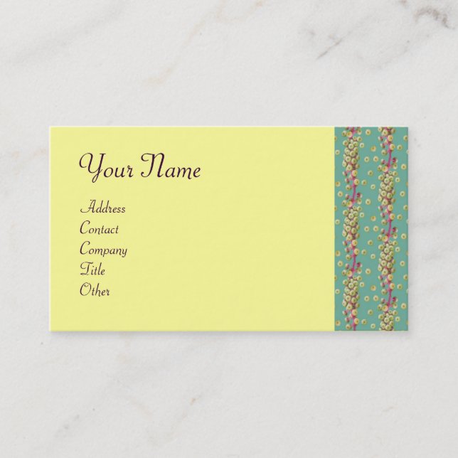 Tarjeta De Visita SEMILLAS BLANCAS , rosa verde claro (Anverso)