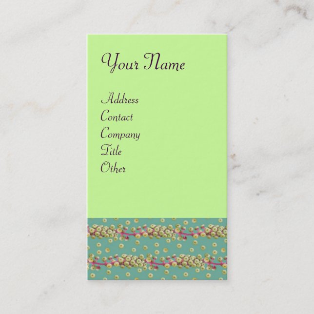 Tarjeta De Visita SEMILLAS BLANCAS , rosa verde claro (Anverso)