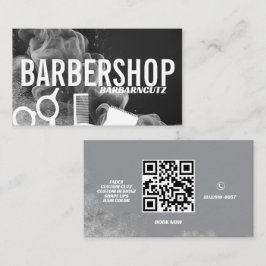 Tarjeta De Visita Señal de logotipo de barbería gris humo profesiona
