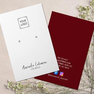 TARJETA DE VISITA SEÑAL ROJO OSCURO DE LLAMADURA DE LOGO JEWELRY