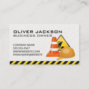 Tarjeta De Visita Señal y cono de construcción   Casco de seguridad