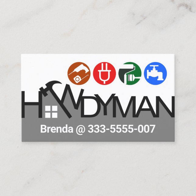 Tarjeta De Visita Señalización de Handyman de martillo de inicio (Anverso)