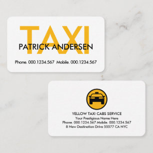 Tarjeta De Visita Señalización de taxi amarillo minimalista simple
