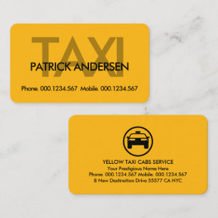 Tarjeta De Visita Señalización de taxi amarillo minimalista simple