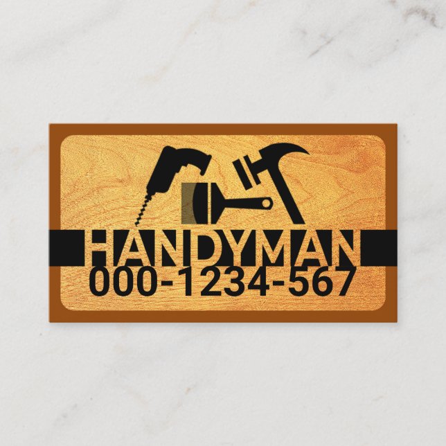 Tarjeta De Visita Señalización de Wood Handyman Tools (Anverso)