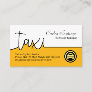 Tarjeta De Visita Señalización especial de taxi amarillo conduciendo