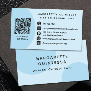 Tarjeta De Visita Sencilla elegancia Pastel Azul Código QR Medios So