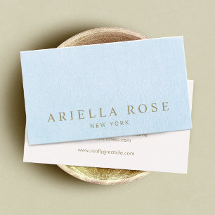 Tarjeta De Visita Sencilla elegancia Pastel Blue Linen Profesional