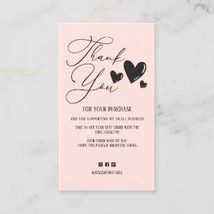 Tarjeta De Visita Sencilla firma Script Corazones Orden Gracias Bus