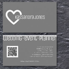 Tarjeta De Visita Sencilla forma cardíaca Esbozo Gris y blanco moder