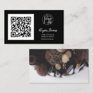 Tarjeta De Visita Sencilla maquillaje de pelo blanco negro foto logo