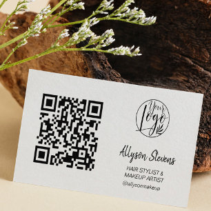 Tarjeta De Visita Sencilla maquillaje de pelo blanco negro foto logo