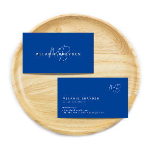 Tarjeta De Visita Sencilla Marina Azul Minimalista Dos Monograma