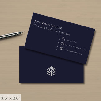 Tarjeta De Visita Sencilla Marina Moderna Azul y Gris