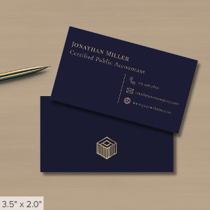 Tarjeta De Visita Sencilla Marina Moderna Azul y Oro