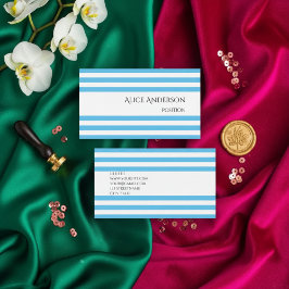 Tarjeta De Visita Sencilla Moda geométrica de franjas azules de poll