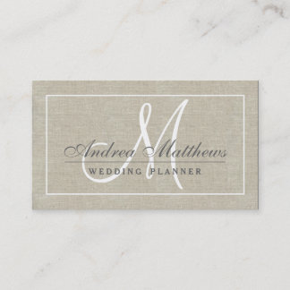 Tarjeta De Visita Sencilla Moda simple de línea Beige Textura Monogr