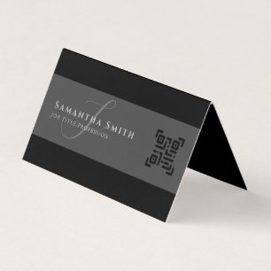 Tarjeta De Visita Sencilla modernidad medio gris mitad negro QR mono