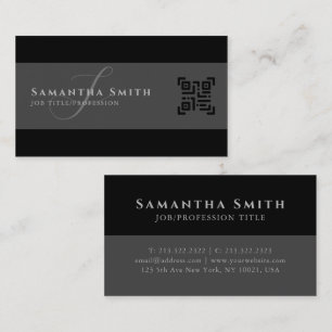 Tarjeta De Visita Sencilla modernidad medio gris mitad negro QR mono
