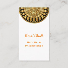 Tarjeta De Visita Sencilla Oro Mandala Reiki Energía Salud