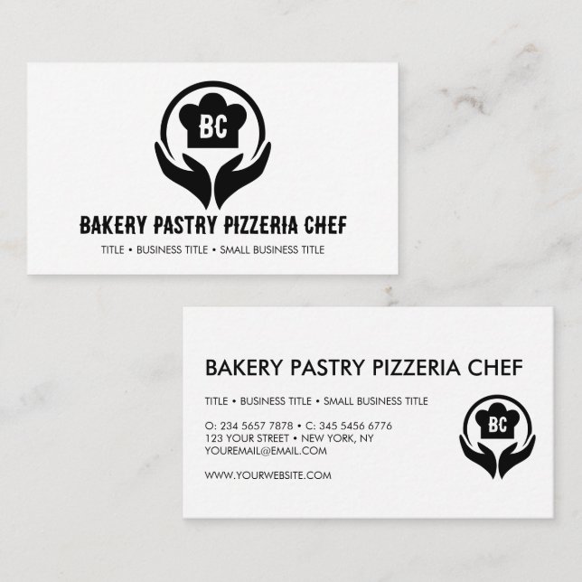 Tarjeta De Visita Sencilla pastelería Chef Bakerreva Pizzeria Cook (Anverso / Reverso)