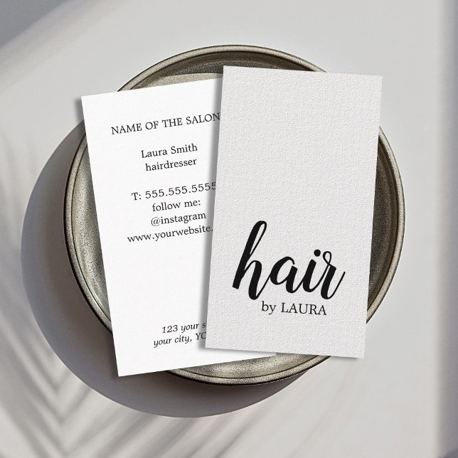 Tarjeta De Visita Sencilla Textura Elegante Estilo Cabello Blanco (Subido por el creador)