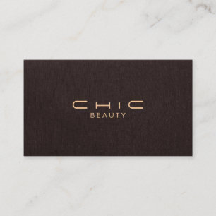 Tarjeta De Visita Sencilla y elegante Belleza Lino Marrón oscuro