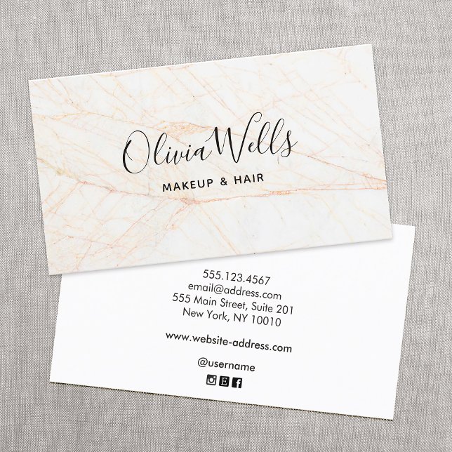 Tarjeta De Visita Sencilla y elegante escritura Belleza Pelo Marble  (Subido por el creador)