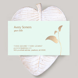 Tarjeta De Visita Sencilla y elegante hoja de oro