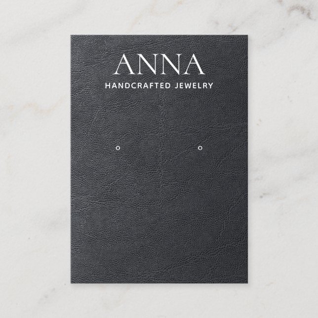Tarjeta De Visita Sencilla y elegante pantalla de cuero negro (Anverso)