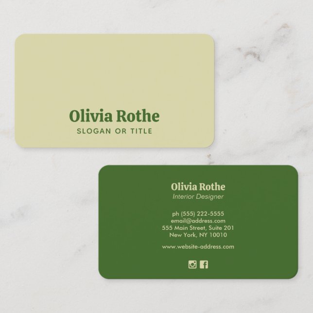 Tarjeta de visita sencilla y moderna de color amar (Anverso / Reverso)