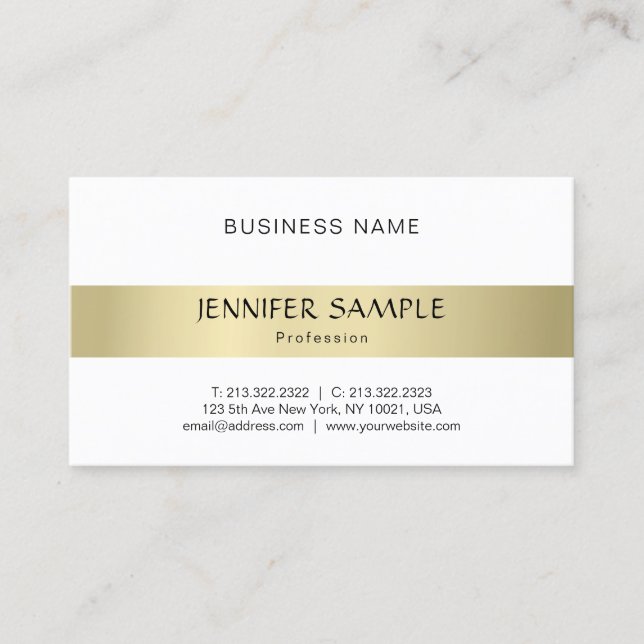 Tarjeta De Visita Sencilla y moderna elegancia profesional estilo or (Anverso)