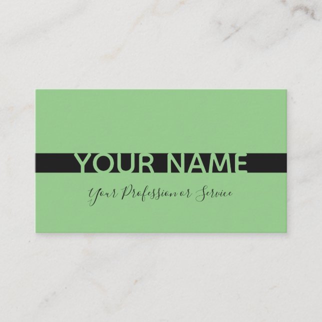 Tarjeta De Visita Sencillamente elegante franja verde y negra (Anverso)