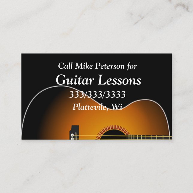 Tarjeta De Visita Sencillas lecciones básicas de guitarra (Anverso)