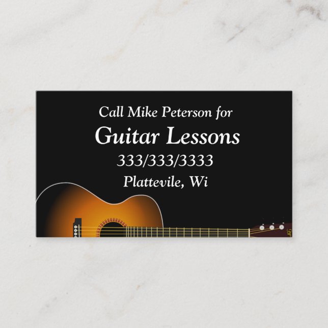 Tarjeta De Visita Sencillas lecciones básicas de guitarra (Anverso)