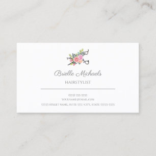 Tarjeta De Visita Sencillas y elegantes tijeras rosa rosa de pelo es