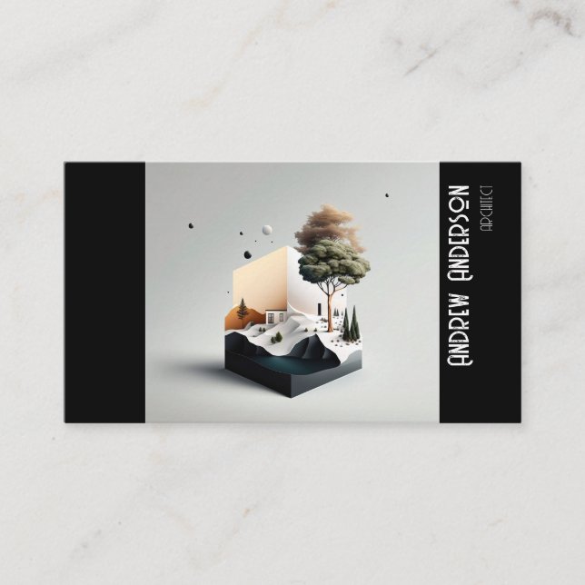 Tarjeta De Visita Sencillo arquitecto de fotos en negro gris (Anverso)