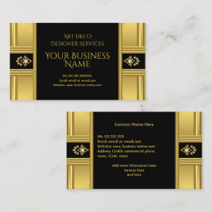 Tarjeta De Visita Sencillo Art Deco Moderno Elegante Dorado Negro