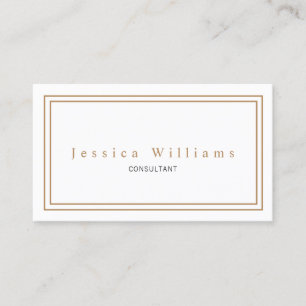 Tarjeta De Visita Sencillo blanco y dorado elegante profesional