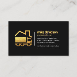 Tarjeta De Visita Sencillo Camión Retro Oro Trasladado