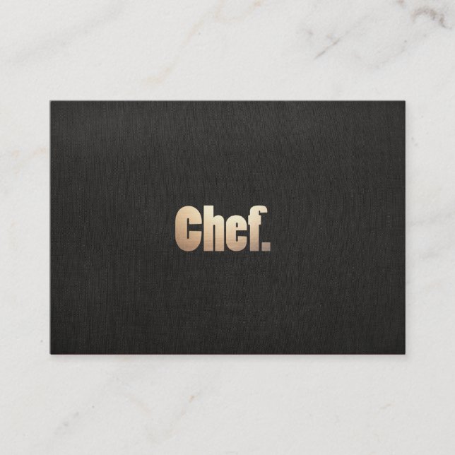 Tarjeta De Visita Sencillo chef personal Faux Black Linand Gold (Anverso)