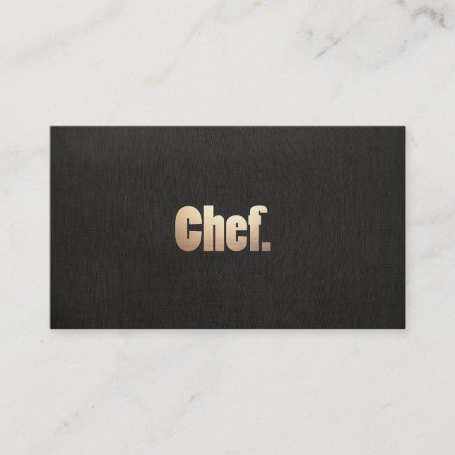 Tarjeta De Visita Sencillo chef personal Faux Black Linand Gold (Anverso)